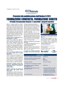 Formazione concreta, formazione subito. Con l’Avviso 3/2011 il Fondo finanzia a “sportello” progetti tematici