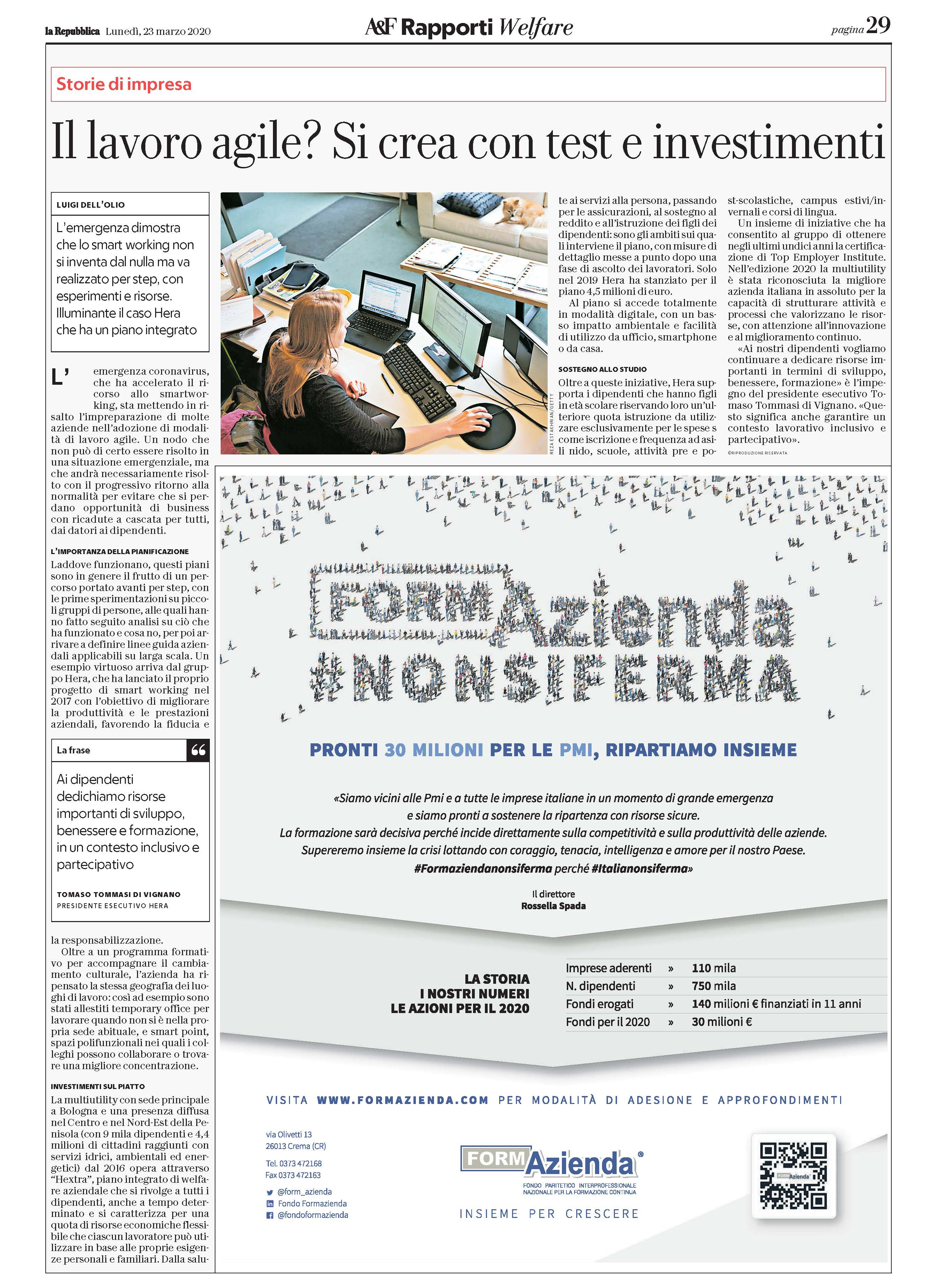 Formazienda non si ferma. Pronti 30 milioni per le pmi. Ripartiamo insieme