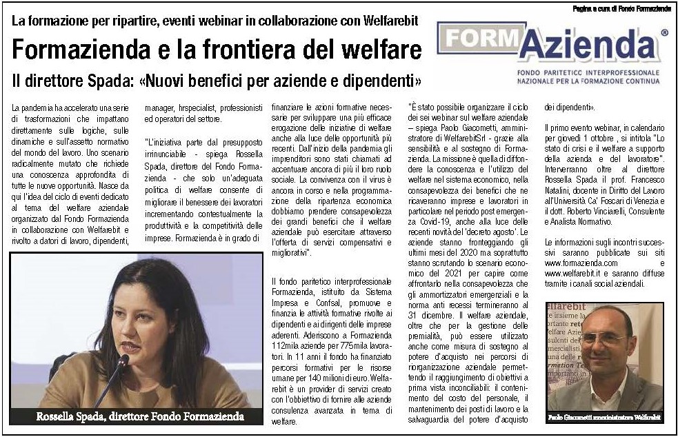 FORMAZIENDA E LA FRONTIERA DEL WELFARE