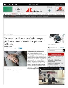 CORONAVIRUS: FORMAZIENDA IN CAMPO PER FORMAZIONE E NUOVE COMPETENZE NELLE RSA