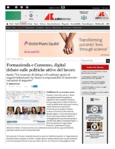 FORMAZIENDA E CONSENSO, DIGITAL DEBATE SULLE POLITICHE ATTIVE DEL LAVORO