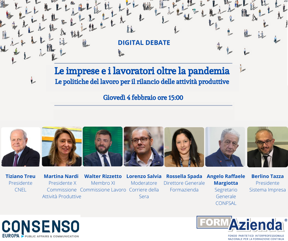 LE IMPRESE E I LAVORATORI OLTRE LA PANDEMIA – DIGITAL DEBATE GIOVEDÍ 4 FEBBRAIO