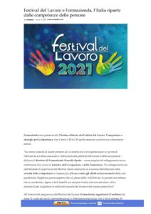 FESTIVAL DEL LAVORO E FORMAZIENDA, L’ITALIA RIPARTE DALLE COMPETENZE DELLE PERSONE