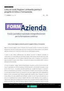 LOTTA AL COVID, REGIONE LOMBARDIA PREMIA IL PROGETTO DI ARBRA E FORMAZIENDA