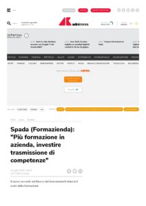 SPADA (FORMAZIENDA): “PIÙ FORMAZIONE IN AZIENDA, INVESTIRE TRASMISSIONE DI COMPETENZE”