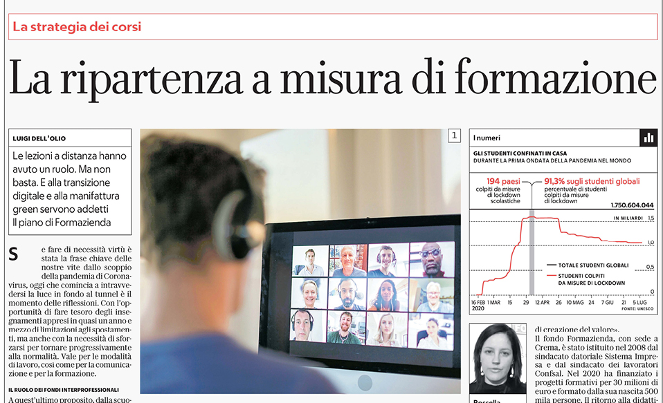 DA AFFARI&FINANZA – “LA RIPARTENZA A MISURA DI FORMAZIONE”