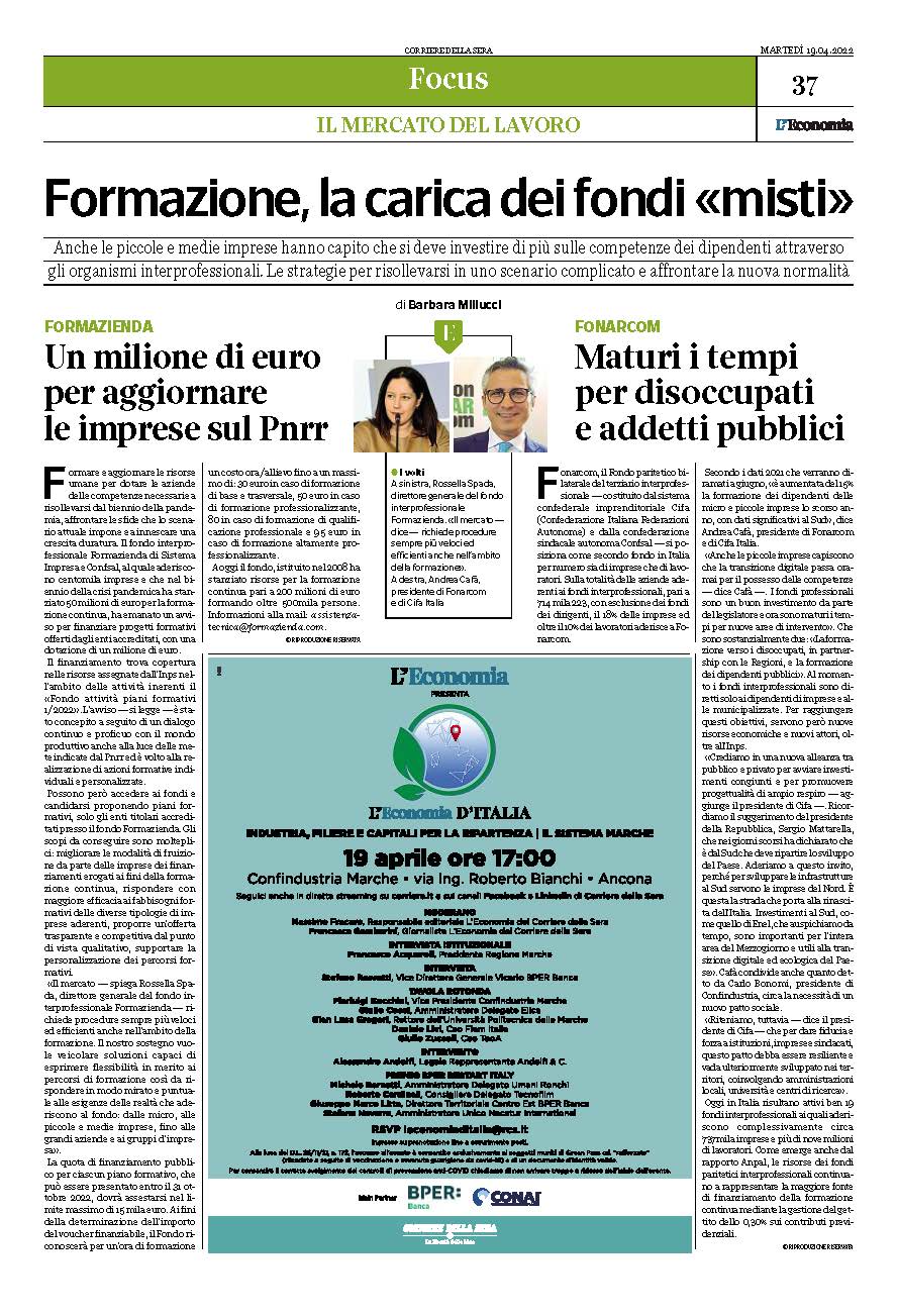 INVESTIRE SULLE COMPETENZE – DA L’ECONOMIA DEL CORRIERE