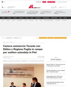 CAMERA COMMERCIO TARANTO CON EBITEN E REGIONE PUGLIA IN CAMPO PER WELFARE AZIENDALE IN PMI