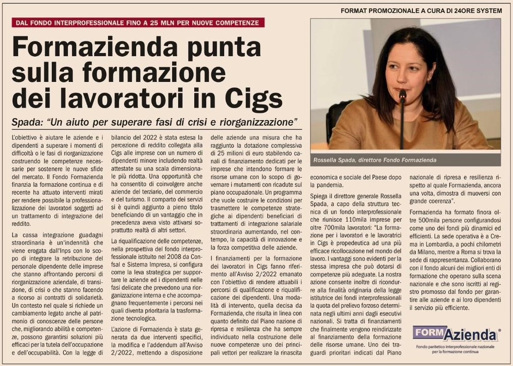 CIGS: FINANZIARE LE COMPETENZE – DAL SOLE 24 ORE